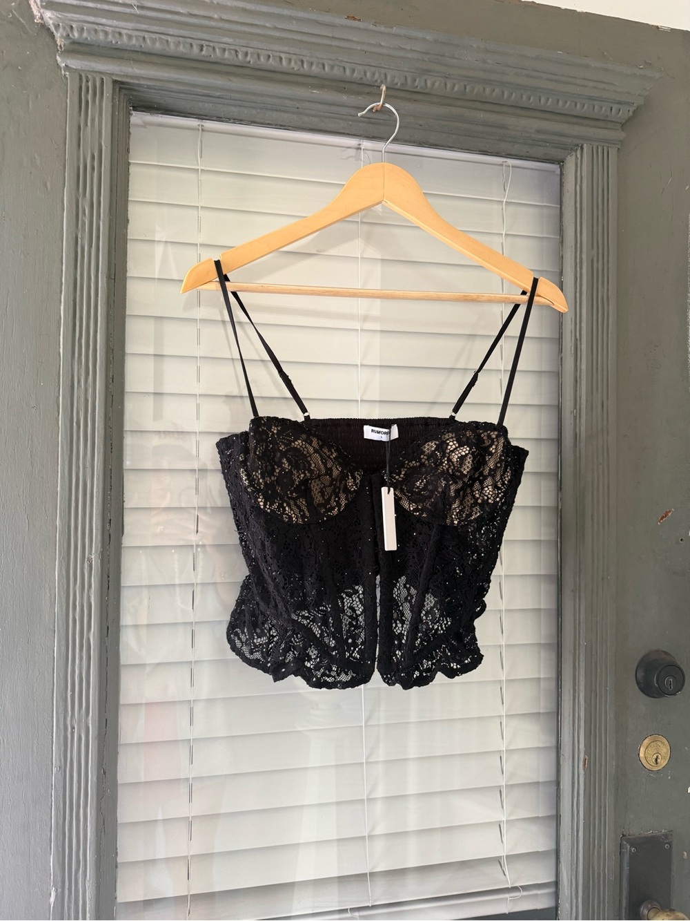 NWT Rumored Black Lace Bustier Cami Top